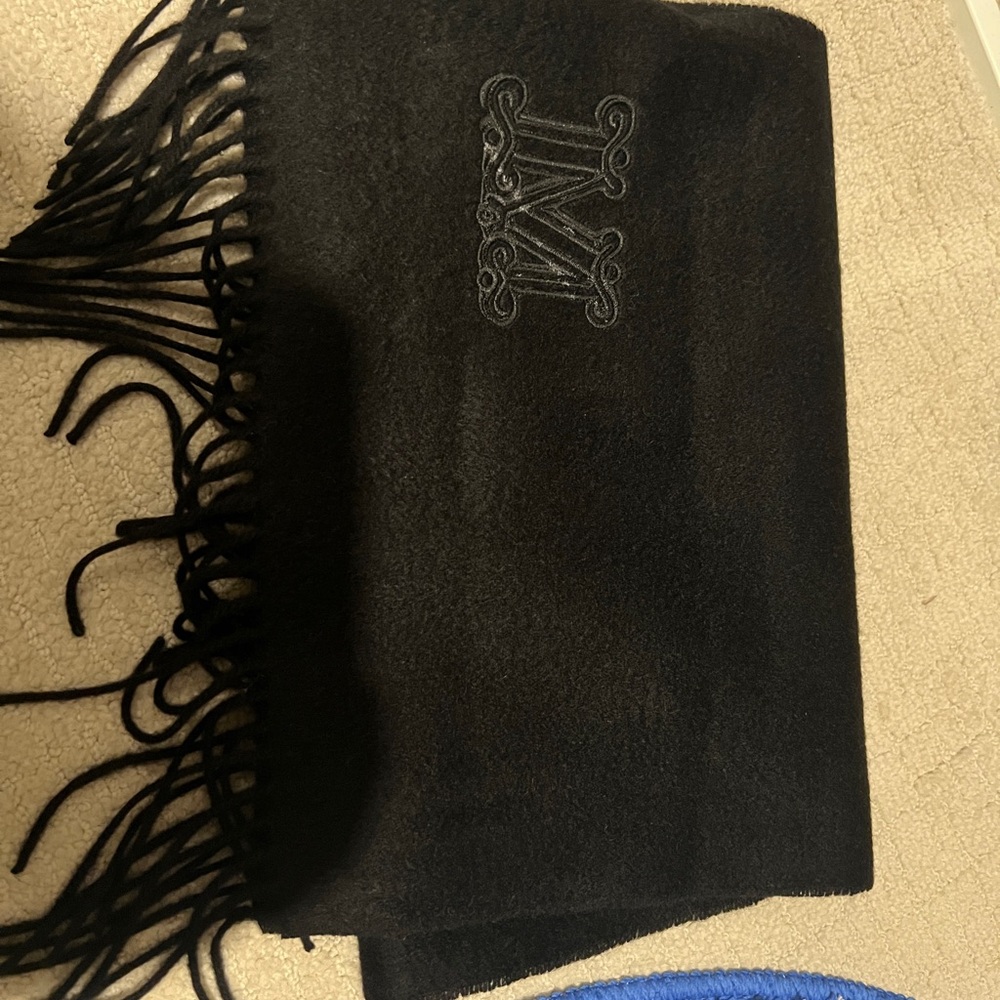 Elegant Black Scarf with Monogram
